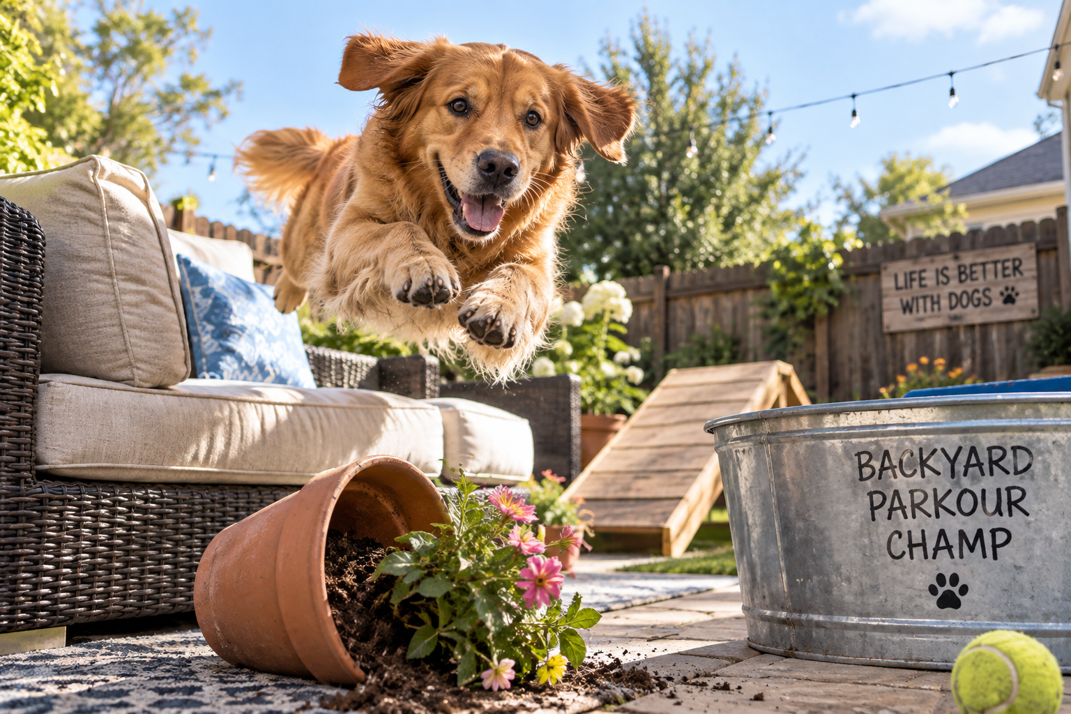 Parkour dog enjoying its best life.